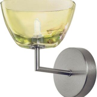 PINKO APPLIQUE AMBRA PARETE IN VETRO E NICKEL SPAZZOLATO 1xG9 MODERNO INDUSTRIALE 140*175*170mm